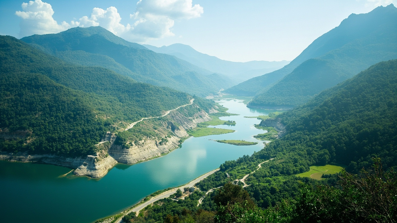 水库大坝远景图