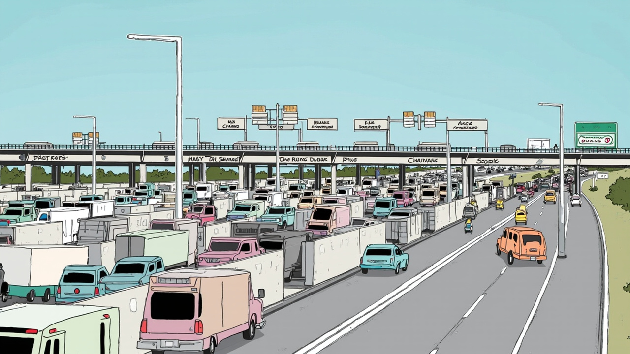 高速公路收费口拥堵场景